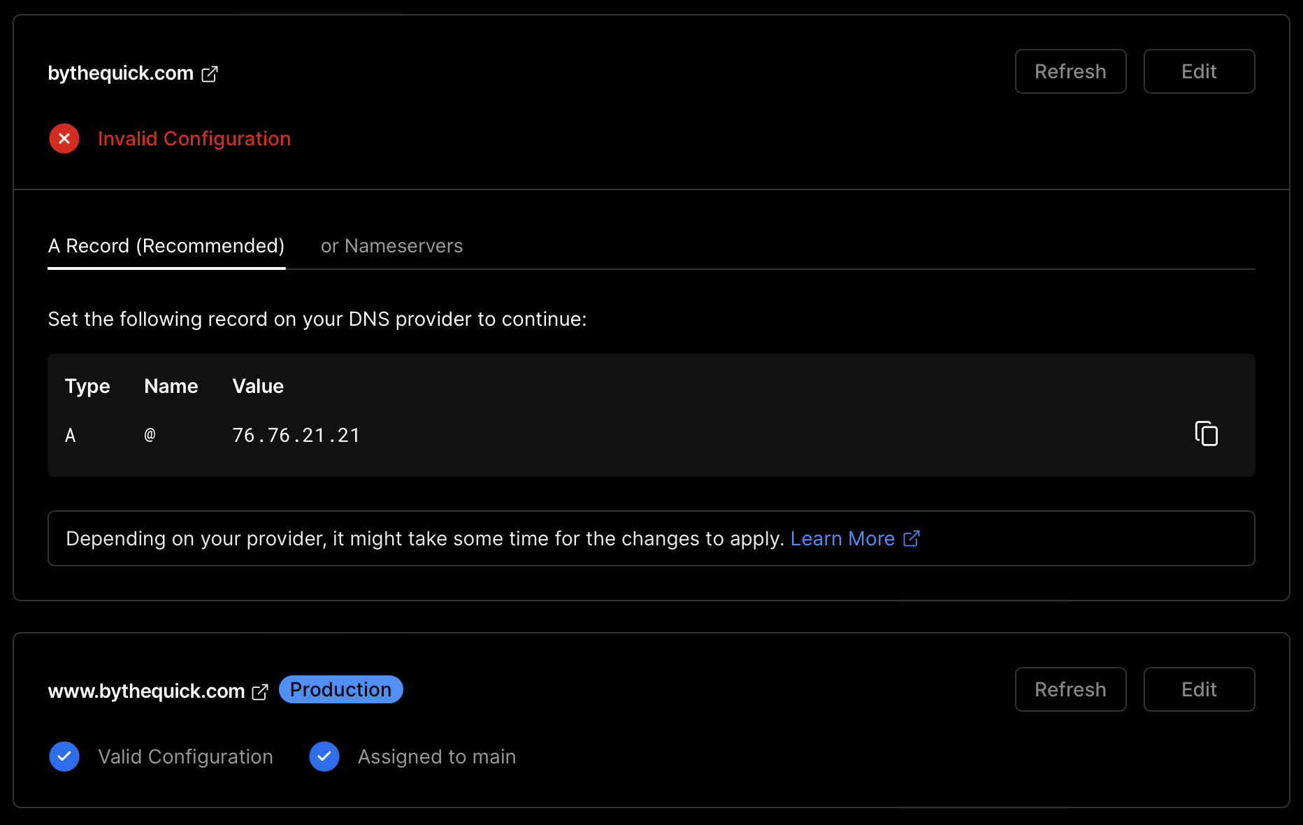 DNS error switch